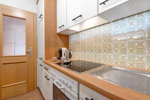 a kitchen with a sink and a counter at Apartment Stuflesser in Laion +16 photos