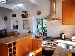 a kitchen with a stove and a sink at Shakti Rio Mino in San Bartolomé