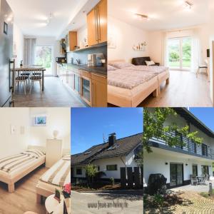 a collage of photos of a house at Ferienwohnung Am Holing in Bischoffen
