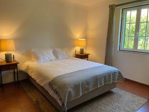 a bedroom with a large bed with two night stands at Casa dos Pinheiros in Giz +20 photos