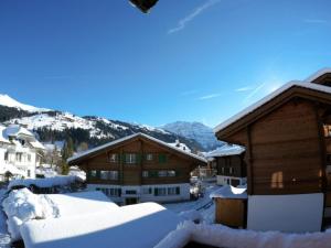 a group of buildings covered in snow at Apartment Chalet Nussknacker by Interhome in Lenk