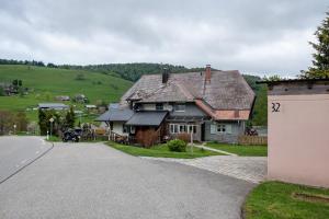 a house sitting on the side of a road at Ferienwohnung im Grünen in Oberried
