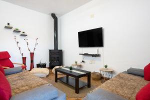 a living room with two couches and a flat screen tv at Los Olivos in Barbate