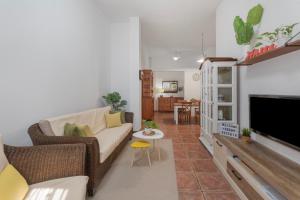 a living room with a couch and a tv at Casa Eusebia in Arona