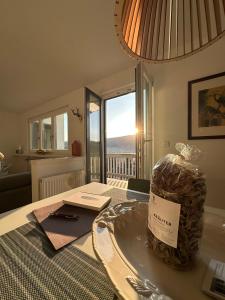 a table with a bag of food on top of it at Auerer Retreat in Frauenau