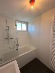 a bathroom with a shower and a bath tub at Auerer Retreat in Frauenau +27 photos