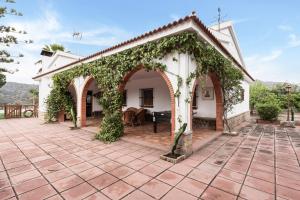 an outdoor patio with an arch and ivy at Finca Llano de Fe in Málaga