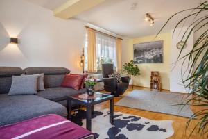 a living room with a couch and a table at Mein lieber Schwan in Lindau