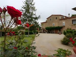 a garden with red flowers and a building at Mas Pareta - La Parra 1 in Fonolleras +17 photos