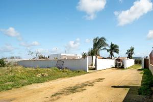 a dirt road with a house and palm trees at Casa Maria Jose in Cádiz