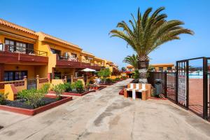 a resort with a palm tree and a walkway at Surf Home Sea View in Costa de Antigua