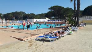 a group of people in a swimming pool at Mobilhome Topaze in Puget-sur-Argens +15 photos