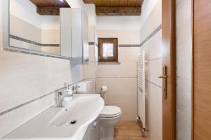 a white bathroom with a toilet and a sink at Maison du coeur - Bien-être in Challand Saint Anselme +25 photos
