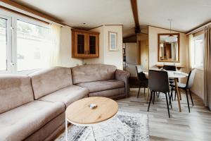 a living room with a couch and a table at Villa Hexenaltar in Thale