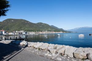 a view of a body of water with boats in it at Villa Carla in Salò