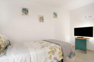 a bedroom with a bed and a flat screen tv at Los Abuelos 2 Icod in Icod de los Vinos