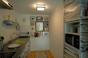 a kitchen with a sink and a counter at Beim Bildhauer Karl F in Trendelburg