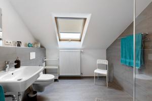a bathroom with a sink toilet and a skylight at Fewo Worb in Rielasingen-Worblingen +20 photos