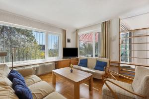 a living room with two couches and a tv at Hegaudomizil in Engen