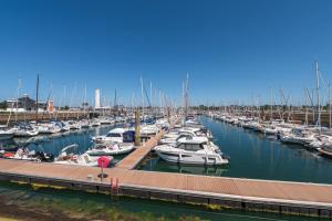 a bunch of boats docked in a marina at Le Sea Bird parking piscine été in Arzon