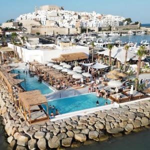 an aerial view of a resort with a pool at Perlazul in Peniscola