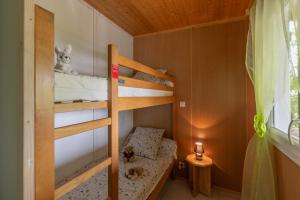 a bedroom with bunk beds in a tiny house at Maison Jordan - Mas Lachamp in Gravières