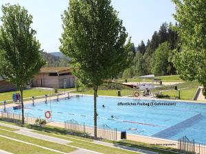 a large swimming pool with people swimming in it at Ferienhaus Auszeit mit Terrasse in Tennenbronn
