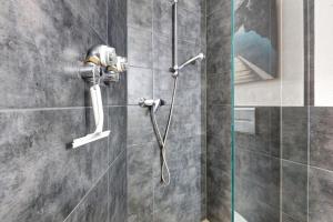 a shower with a shower head in a bathroom at Domus Lux 404 in Bad Säckingen