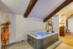 a jacuzzi tub in the middle of a room at Forgerole in Faugères +12 photos