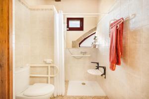 a bathroom with a toilet and a sink at Cal Maso in Hostafranco +14 photos
