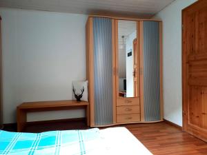 a bedroom with a bed and a dresser and a mirror at Ferienwohnung Schwarzwaldfeder in Todtnau +23 photos