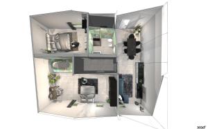 a rendering of a floor plan of a house at App 302 Palazzo Cavour in Bolzano