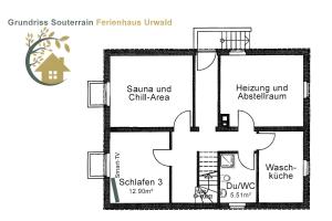 a floor plan of a house at Ferienhaus Urwald in Hofgeismar