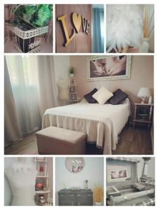 a collage of pictures of a bedroom with a bed at Sombrero Cordobé in Córdoba +36 photos