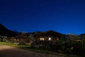 a log cabin at night with a starry sky at Orserose Chalet 8 I Fer Da Stir in Forno di Zoldo