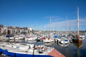 a bunch of boats are docked in a marina at Glycine in Paimpol