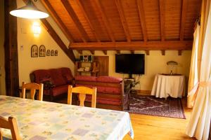 a living room with a couch and a tv at Kabila Enea 2 in Uztárroz