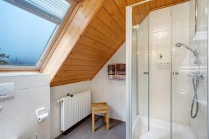 a bathroom with a shower and a window at Grundhof in Oberprechtal +43 photos