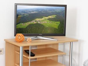 a flat screen tv sitting on a table at Ferienwohnung Linder in Schömberg