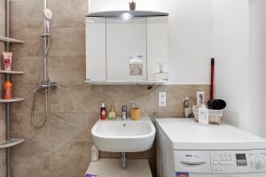 a bathroom with a sink and a shower at Domus Lux 53 in Bad Säckingen +22 photos