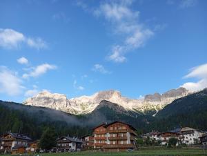 a group of houses in front of a mountain at Appartamento Bucaneve - Padola in Padola