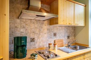 a kitchen with a sink and a stove at Fewo Altstadtkern Waren Müritz in Waren +42 photos