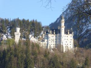 a castle on the side of a mountain at Ferienwohnung Bamberger Gipfelblick in Hopferau