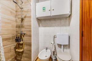 a bathroom with a toilet and a shower at Casa da Travessa com 3 Quartos in Horta +15 photos