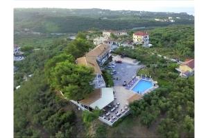 an aerial view of a house with a swimming pool at Zante View Family Studio 2 in Tsilivi
