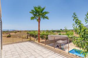 a view from the balcony of a house with a palm tree at Villa Ronda Estación in Porreres