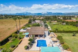 an aerial view of a house with a swimming pool at Las Naranjas in Muro