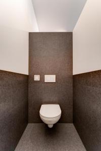 a bathroom with a white toilet in a room at Außergewöhnliches Loft Senftenbach in Senftenbach +10 photos