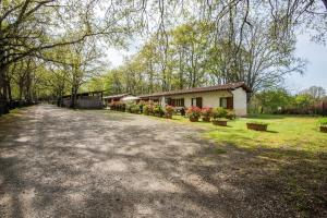 a dirt road with a house and some plants at Faetino - Pavone in Colle di Val d'Elsa