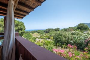 a balcony with a view of a garden at Jerà D72 Vista Mare in Vulcano